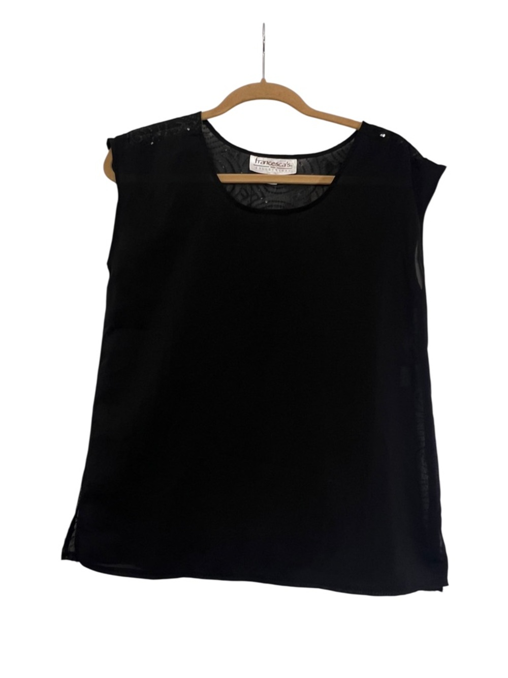 Francesca's Sheer Sleeveless Sequin Back Blouse Size S Whimsigoth Witchy Glam